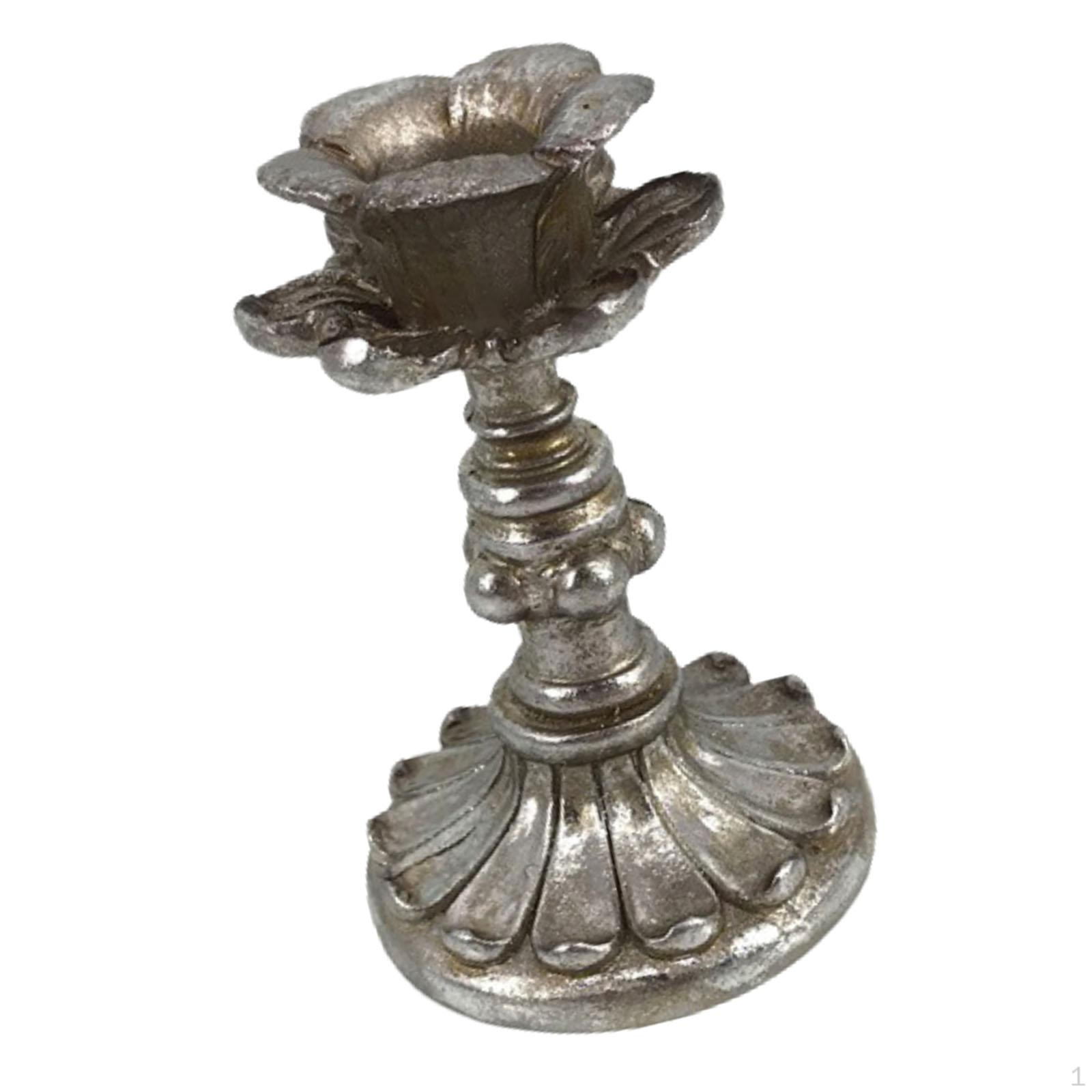 

Candle Holder Distressed Candlestick Plinth Base Craft Taper Vintage gold