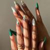 Green & White Color Block Wave Pattern Press-On Nail Set