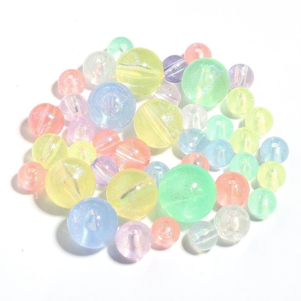 8 10 14 16mm Acrylic Plated Colored Beads Transparent Loose Spacer Round Beads DIY Exquisite Bracelet Phone Chains Accessories 14mm 10Pcs