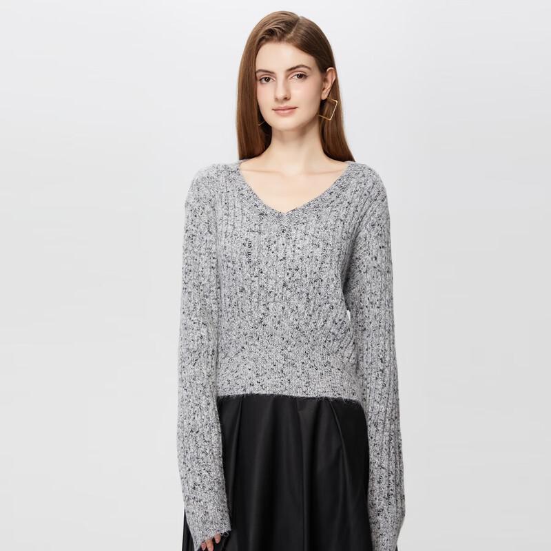 

Women s Retro Ribbed V-Neck Knit Top One Size