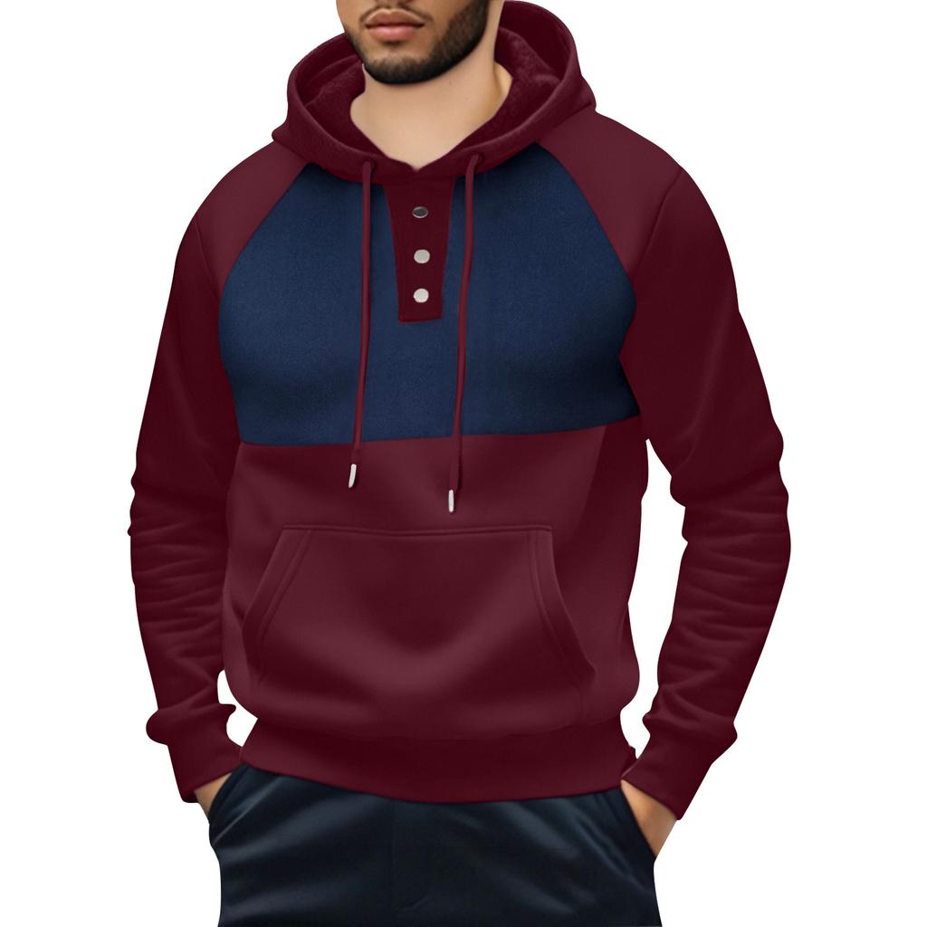 Men's Hooded Sweatshirt, Contrasting Color Sweatshirt, Sports Casual Jacket