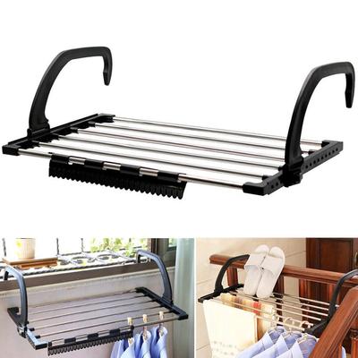 1 Pcs Folding Towel Drying Rack Stainless Steel Hanger with Clip Balcony Windowsill Hanger WBL