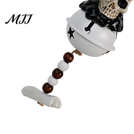 Outdoor Halloween Decoration Jingle Bell Ornament, Gothic Bull Skull/Angel Wings Hanging for Tree, Party Home Decor Decorative