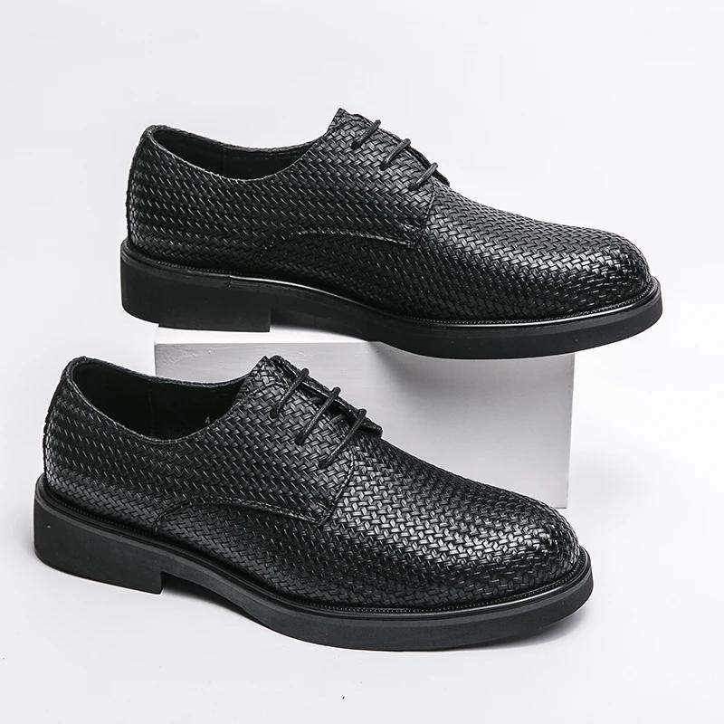Derby Shoe Men PU Microfiber Leather Lace Up Anti-skid Fashion Comfortable Anti-skid Business Formal Banquet Shoes