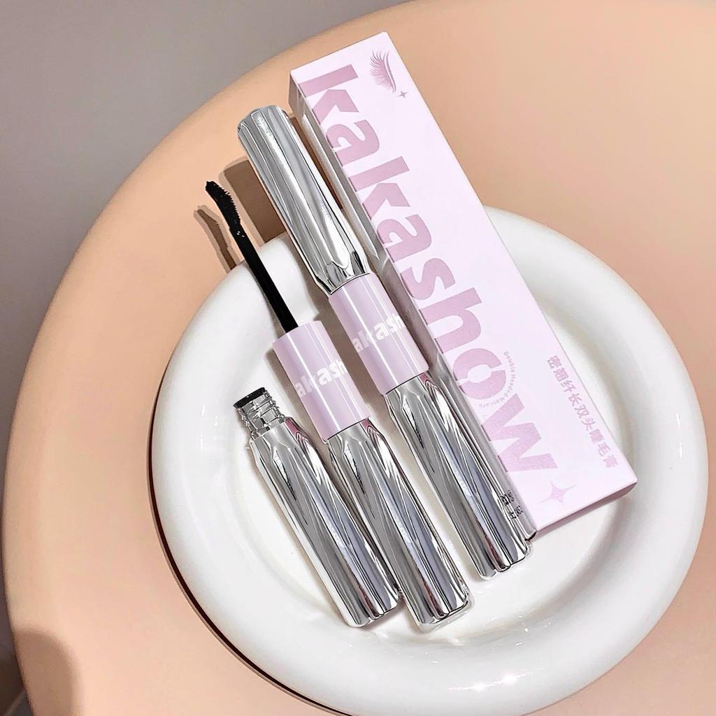 Kakashow Double-Ended Mascara: Long, Voluminous, Waterproof, Sweatproof, Thick, Curling, Smudge-Resistant, Separated Lashes.