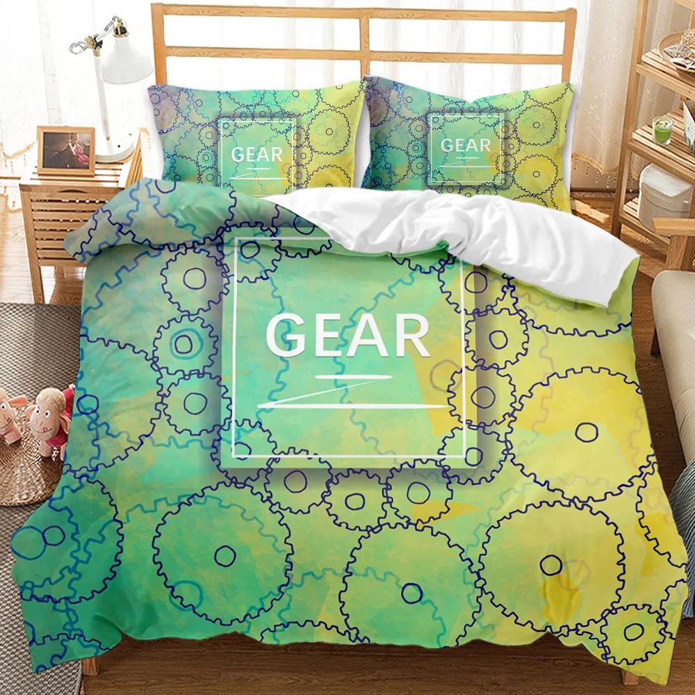 Mechanical Gear Duvet Cover Set Steampunk Style Bedding Set Clocks Polyester Comforter Cover Men Mechanical Device Bedclothes