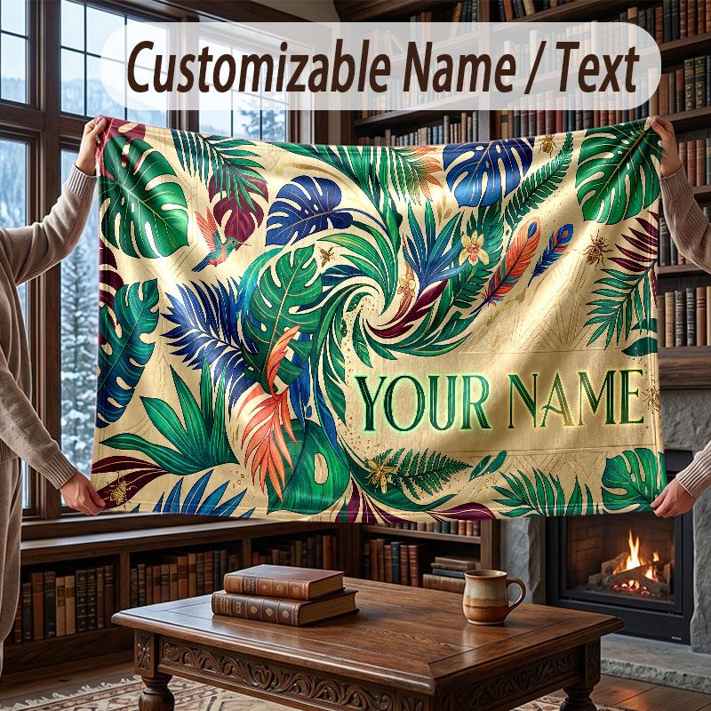 Decorative Artwork Theme Throw Blanket Custom Name Text Personalized Blanket Soft Cozy Blanket for Home Sofa Bed
