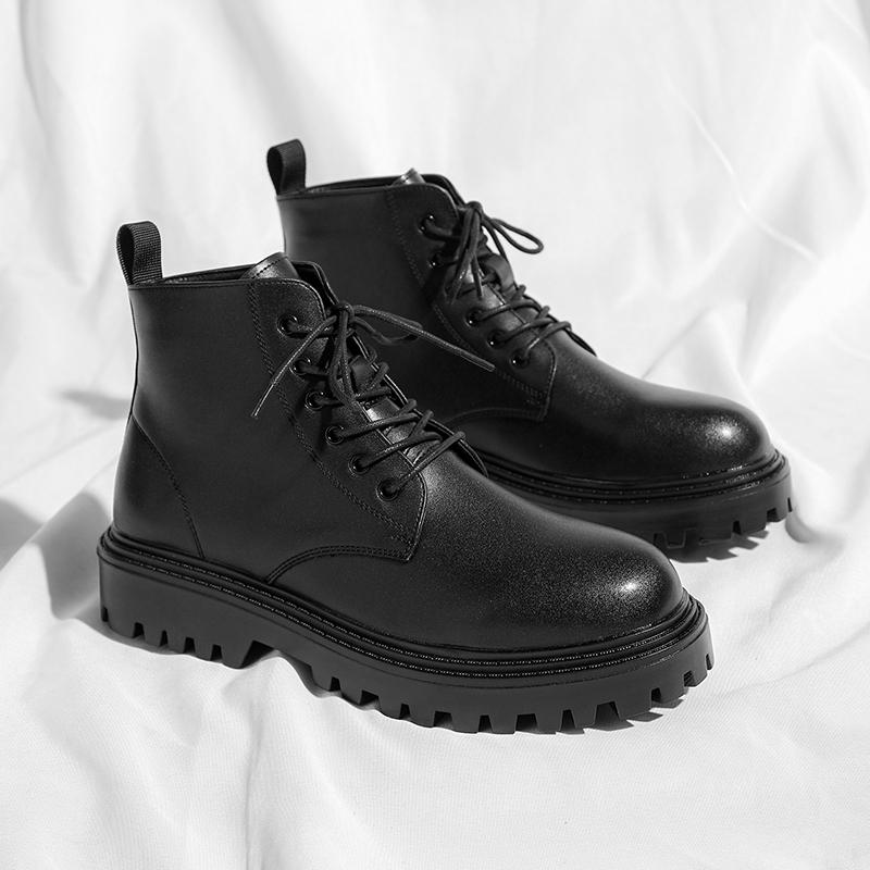 Fashion Men's Casual Business Office Platform Shoes Genuine Leather Shoes Cowboy Spring Autumn Boot Gentleman Handsome Ankle Botas Male