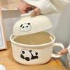 Panda Ceramic Noodle Bowl with Lid and Spoon