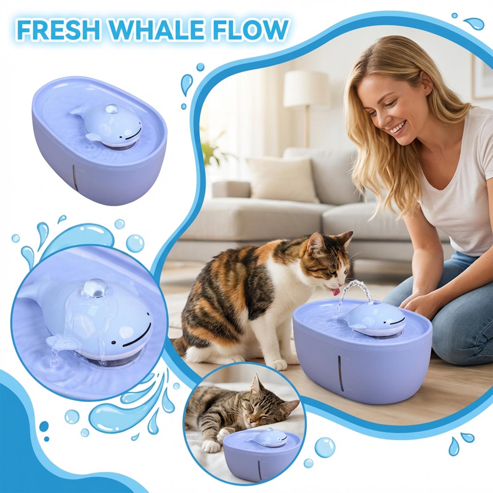Whale-Shaped Pet Water :Circulating & Filtered Water Dispenser For Cats & Small Pet One Size