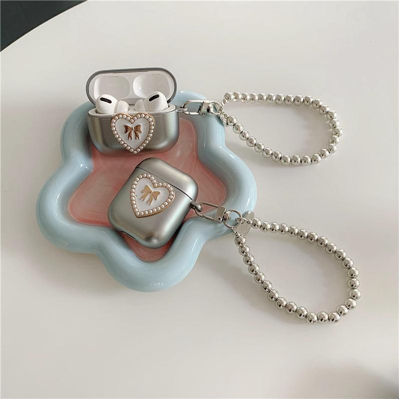 Pearl Love Bow for AirPods 1 Generation Protective Cover Second Generation 1 Generation Pro1 Apple Bluetooth Headset Case