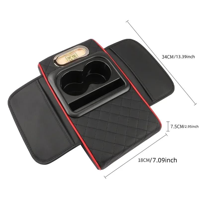 Auto Armlehnenbox Verdicken Höhenpolster Armlehnenkissen mit Tasche Taschentuch Becherhalter Memory-Baumwolle Ellbogenstütze Höhenpolster