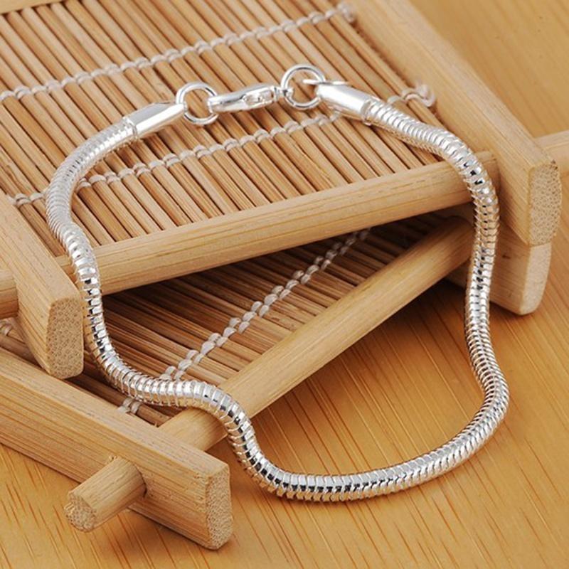 Fashion Silver Plated Copper Snake Bone Bracelet