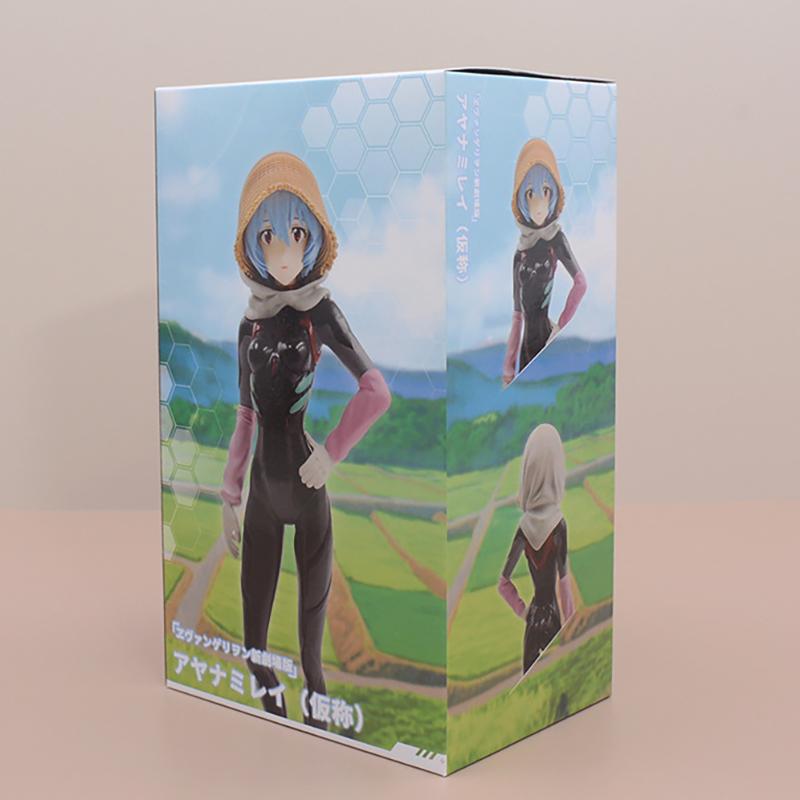 Straw Hat Ayanami Rei Anime Figure EVANGELION Black Battle Suit Model Toy Combat Suit Action Figure Collection Gift