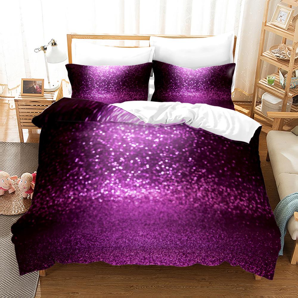 Gradient Duvet Cover Set Microfiber Rainbow Striped Glitter Sequins Quilt Cover Double Queen King Size 2/3pcs Comforter Cover