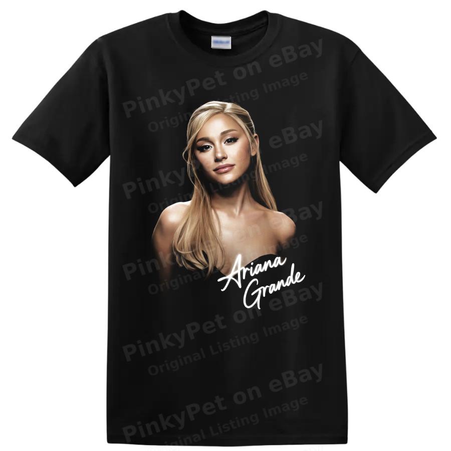 Ariana Grande Pop Star Portrait Music Fan Art Graphic T Shirt Gift Tee Black