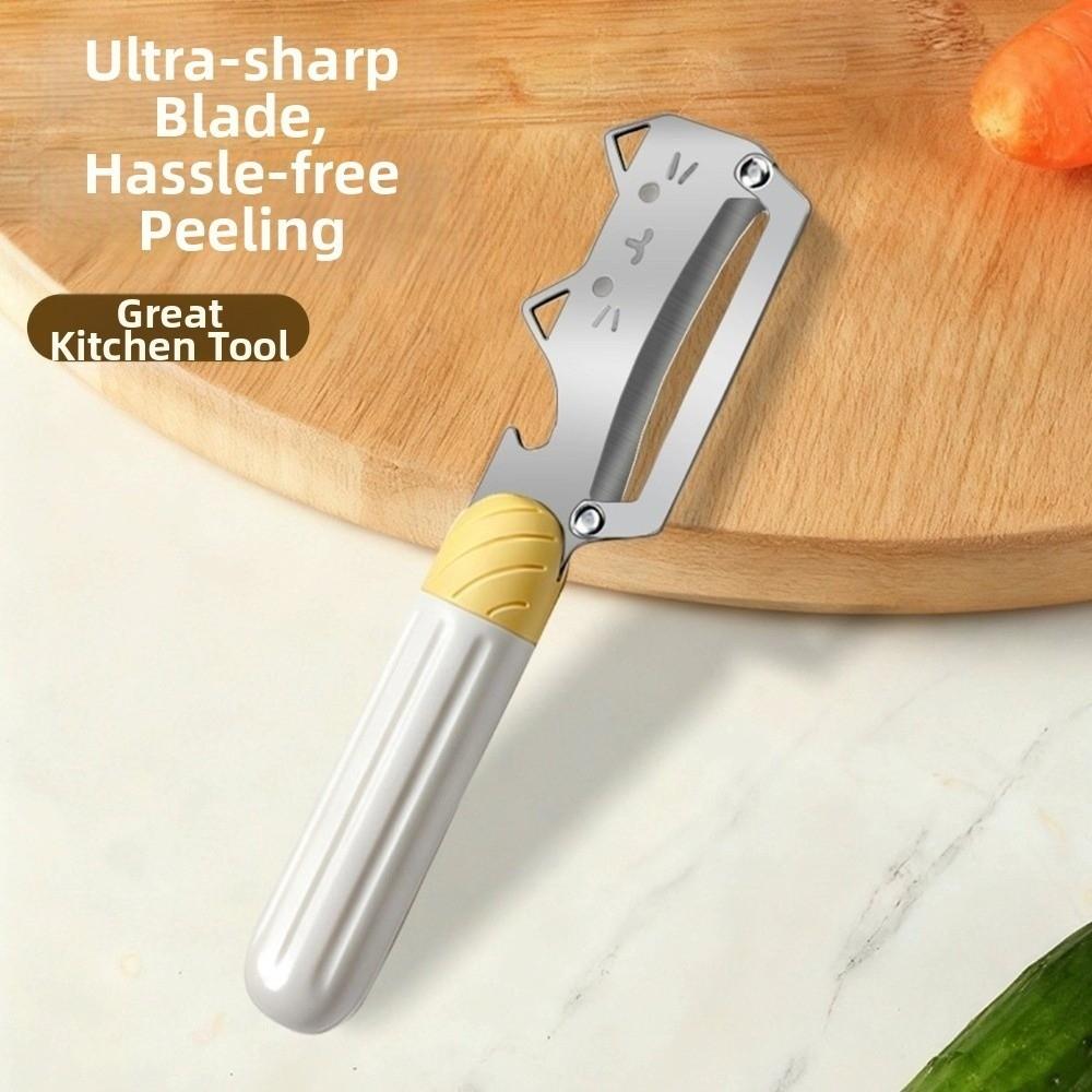 PP Non-Slip Handle Stainless Steel Peeler Durable Cartoon Vegetable Peeler Cat Pattern Hangable Kitchen Peeler Kitchen Use