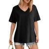 Women's T-Shirt V Neck Short Sleeve Color Casual Loose T-Shirt Top