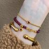 Hot Selling Fashion Light Luxury Style Garnet Red Bracelet Casual Versatile Women's Stacking Bracelet