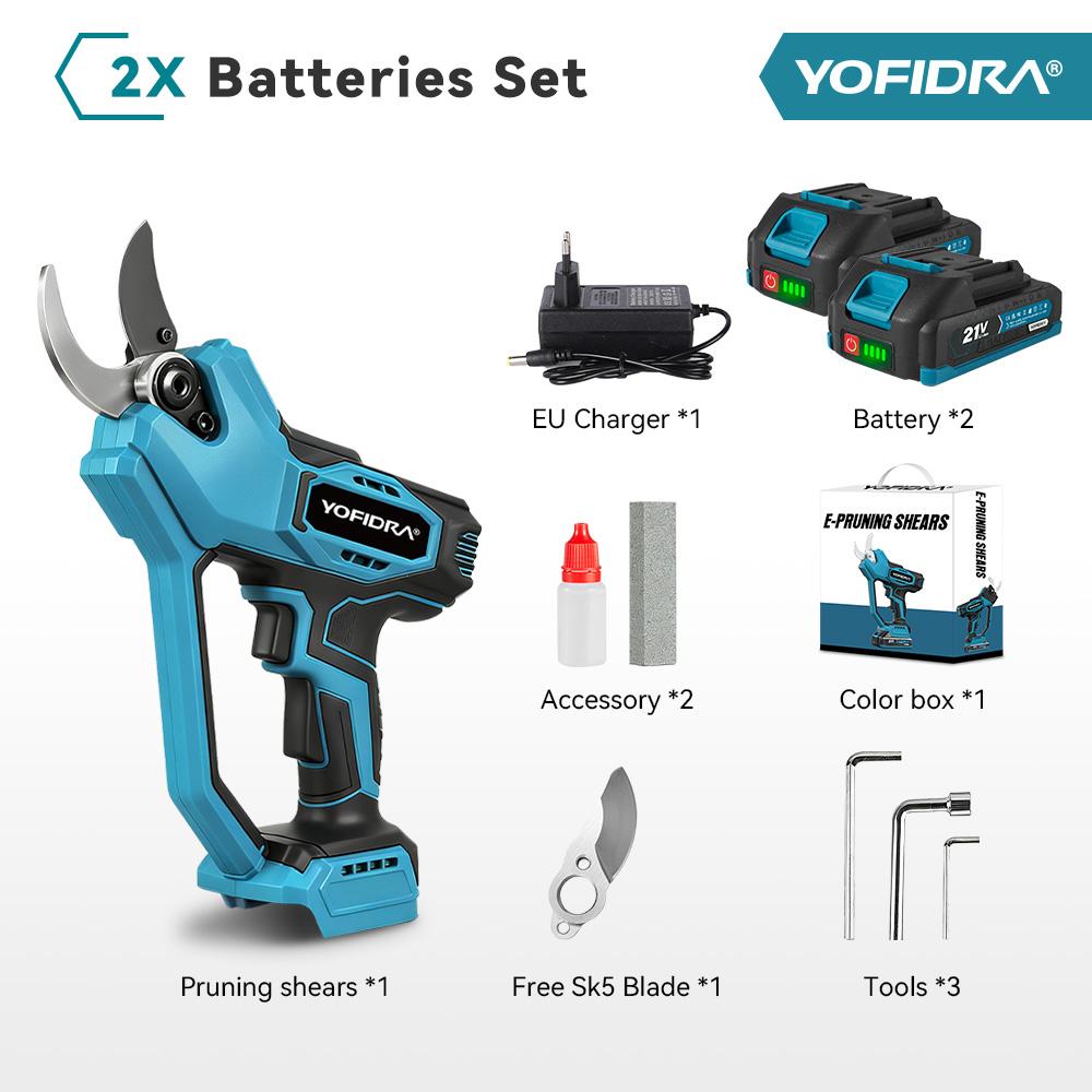 Yofidra 60mm KI Zahnräder Steuerung Bürstenlose Elektrische Astschere Akku Baum Bonsai Beschneidung Elektrische Schere Für Makita 21V Akku