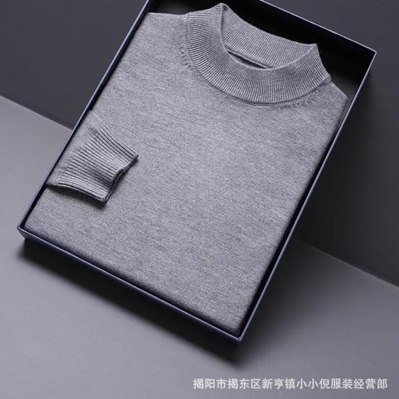 Mens Thickened Warm Half Turtleneck Knitted Sweater Casual Winter Pullover
