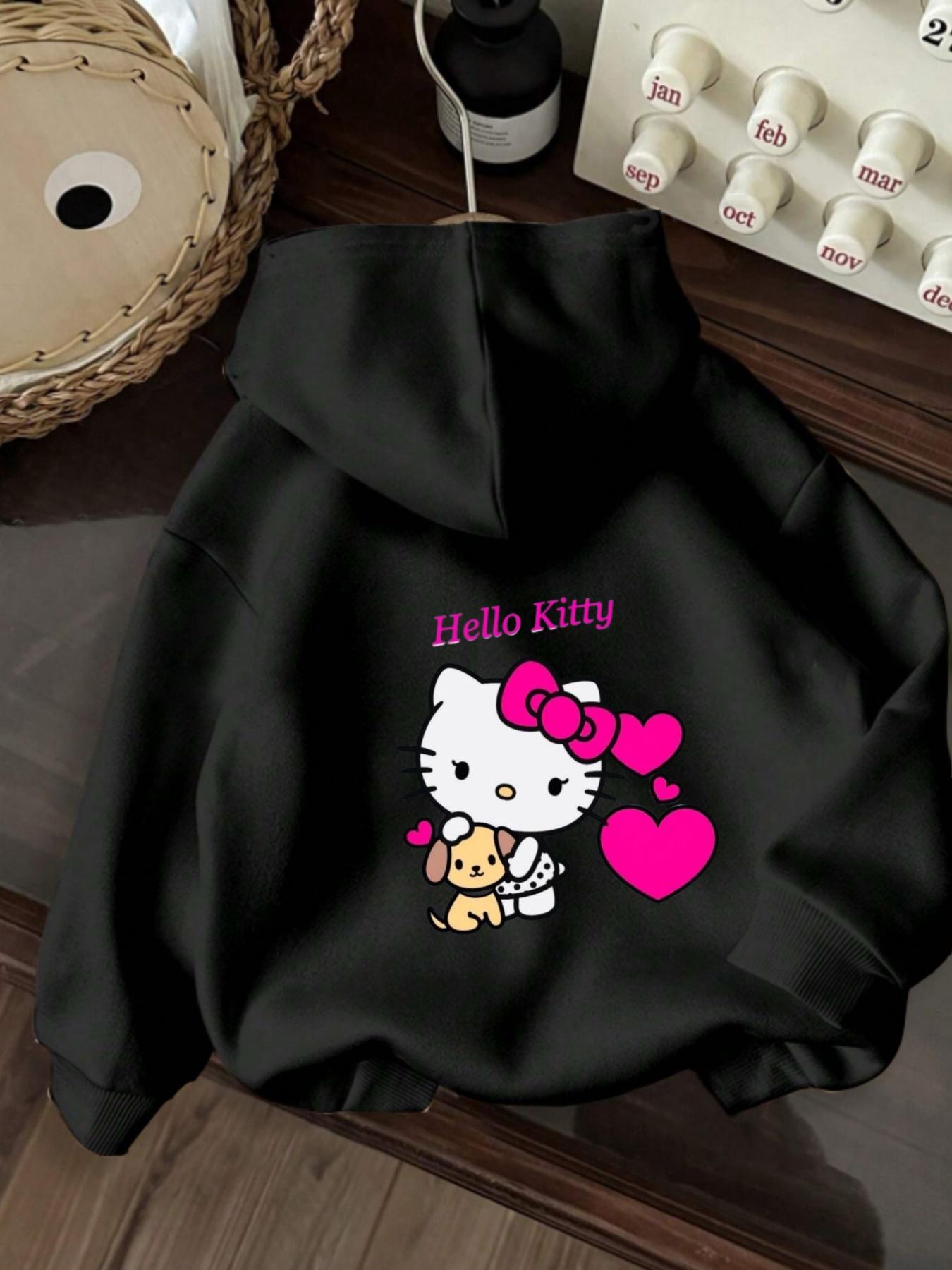 

Sanrio Hello Kitty Женское худи Осень Зима Флис Повседневный Унисекс Пуловер Толстовка Одежда Худи Оверсайз Уличная одежда 3XL