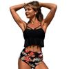 High Waisted Floral Split Two Piece Bikini Women Summer Swimwear
