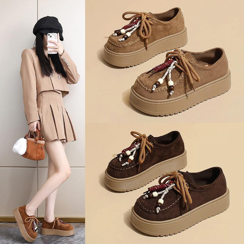 Retro platform heightening loafer single shoes women's early autumn new fashion versatile small all-inclusive