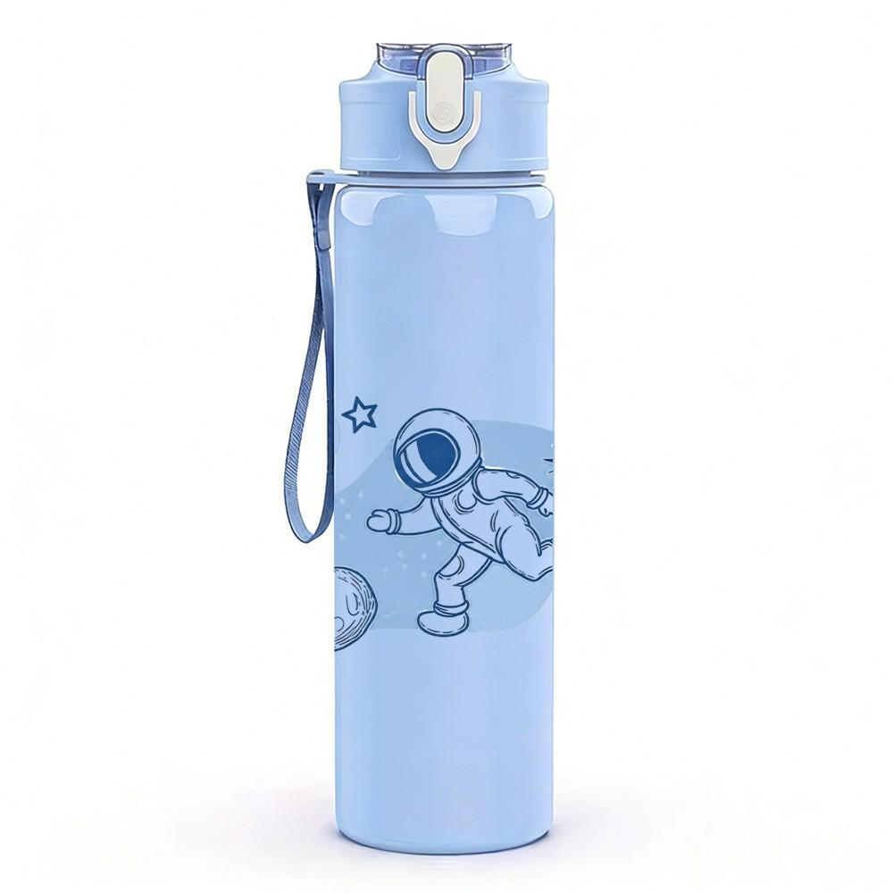 1PC Blue Squirrel Winter Animal Art 750ml Color Plastic Sports Water Bottle Leakproof Flip Straw Lid Suitable for Sports Office Home Use