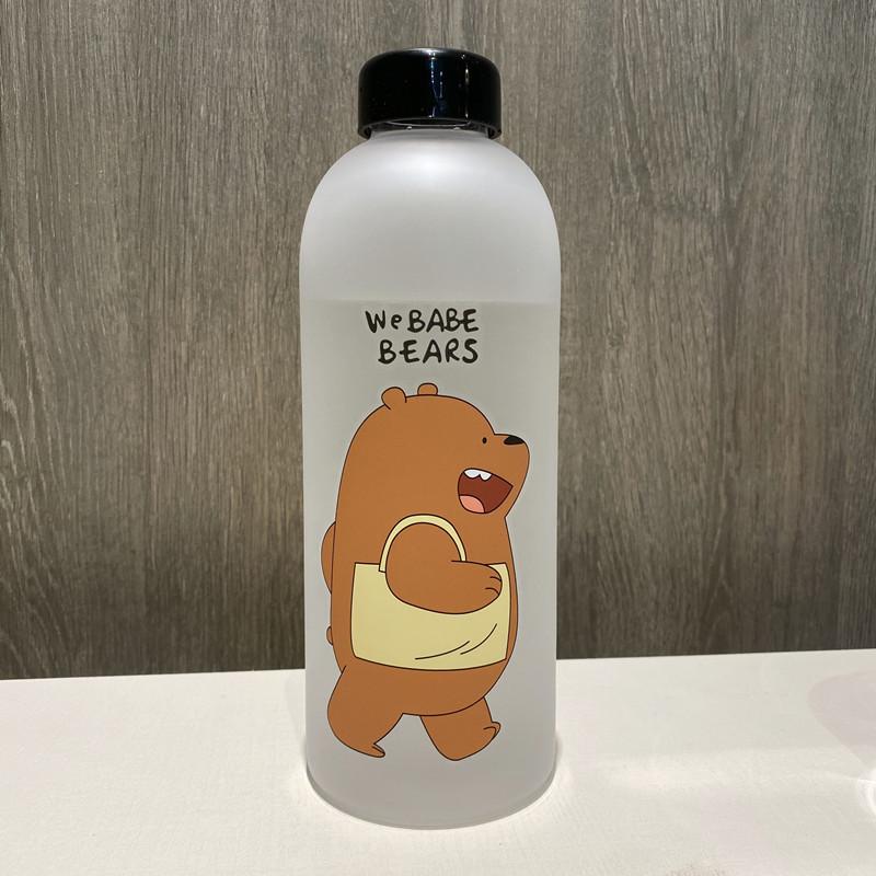 1000ML Portable Large Cartoon Water Bottle Panda Cute Bear Frosted Straw Mug Food Grade Heat Resistant Good Feeling Water Bottle
