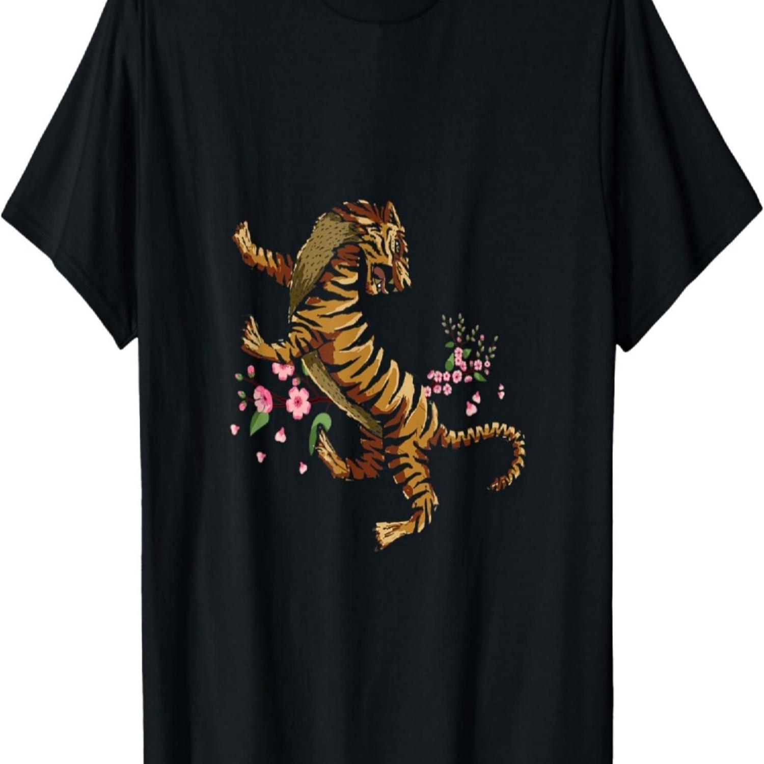 Sakura Cherry Blossom Tiger T-Shirt S