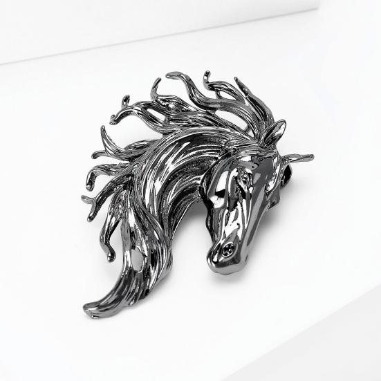 Brooch Pin Retro Style Horse Head Design Anti-oxidation Anti-rust Brooch Sweaters Hats Bags Fashion Accessory