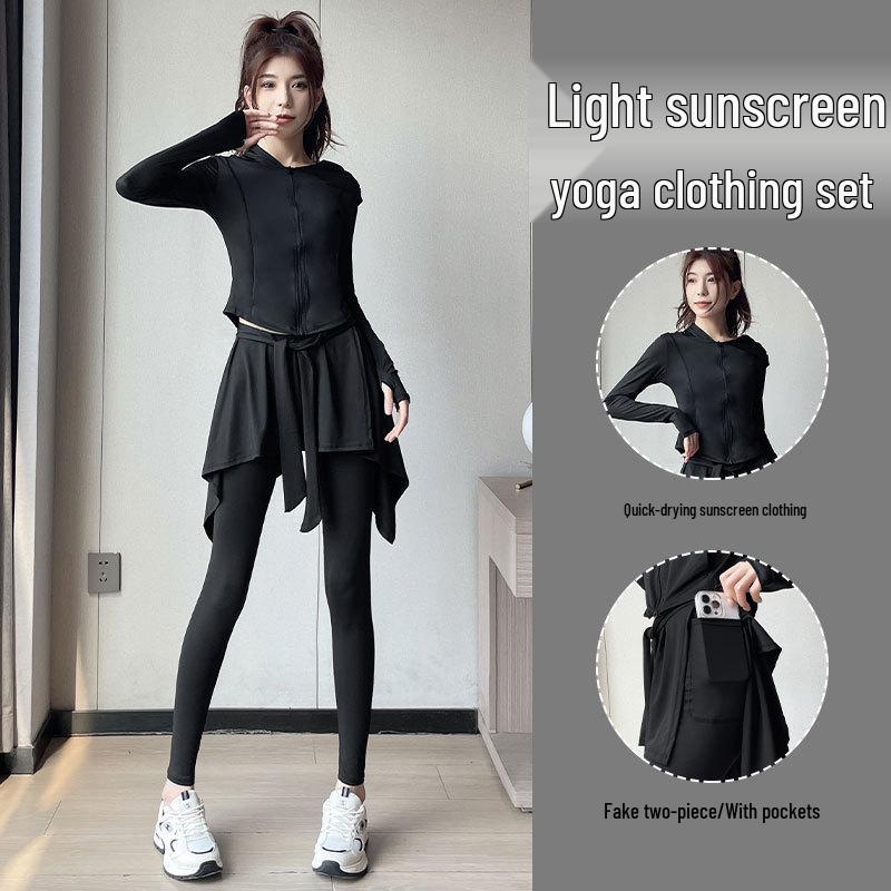 

Women s 2024 High-End Sunscreen Fitness Hiking Yoga Skirt and Pants Set M