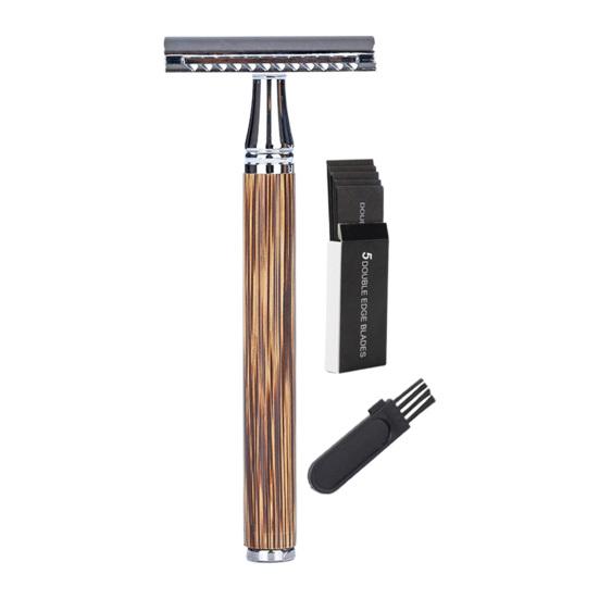 Yousheng Beard Razor Manual Ergonomics Handle Lightweight Reusable Bamboo Handle Eco-Friendly Double Edge Razor for Home Use
