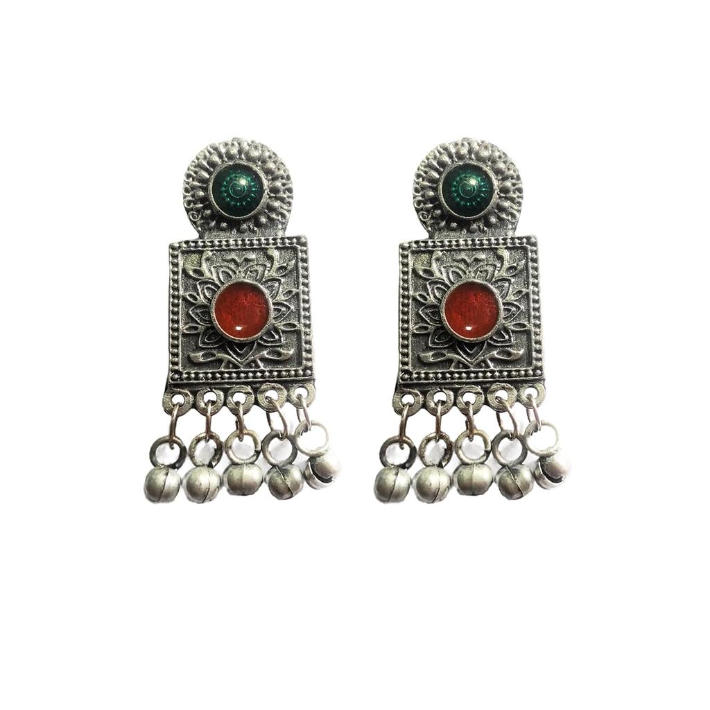 Indien Silber oxidierte Tribal Tibetisch Afghani Bohemian Choker Halskette mit Tropfen mit Emaille Minakari für Frauen und Mädchen