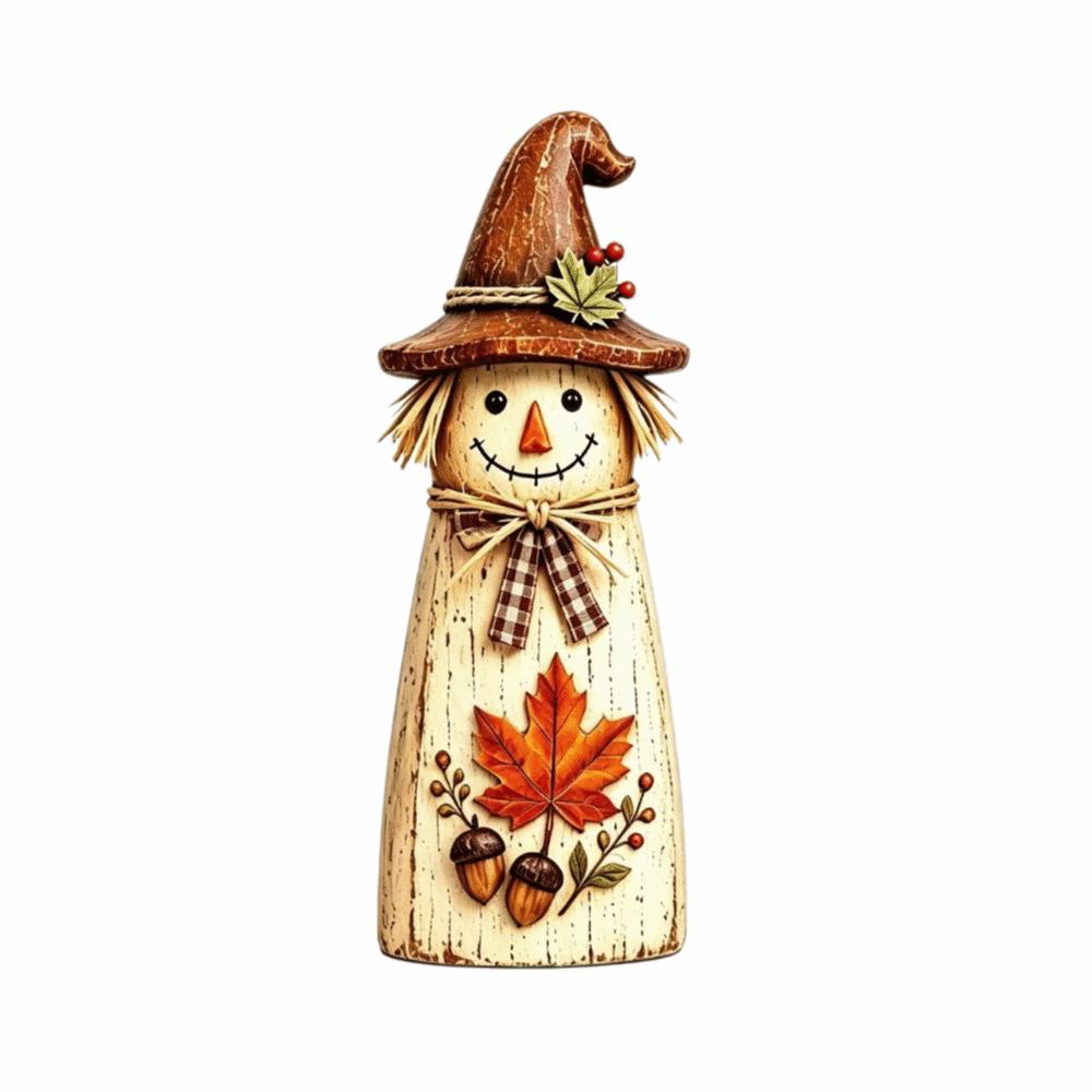 Rustic Witch Cat Decor Double Side Desktop Decoration Wooden Halloween Figurine Indoor Decor