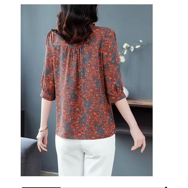 New High-end Western-style Shirt for Women with Three-quarter Sleeves Spring and Summer National
