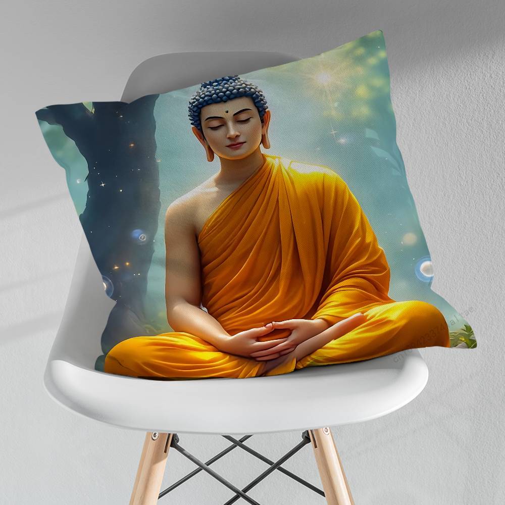 Cartoon Art Buddha Belief Pillow Case For 30x30cm45x45cm55x55cm For Home Bedroom Decoration And Protector