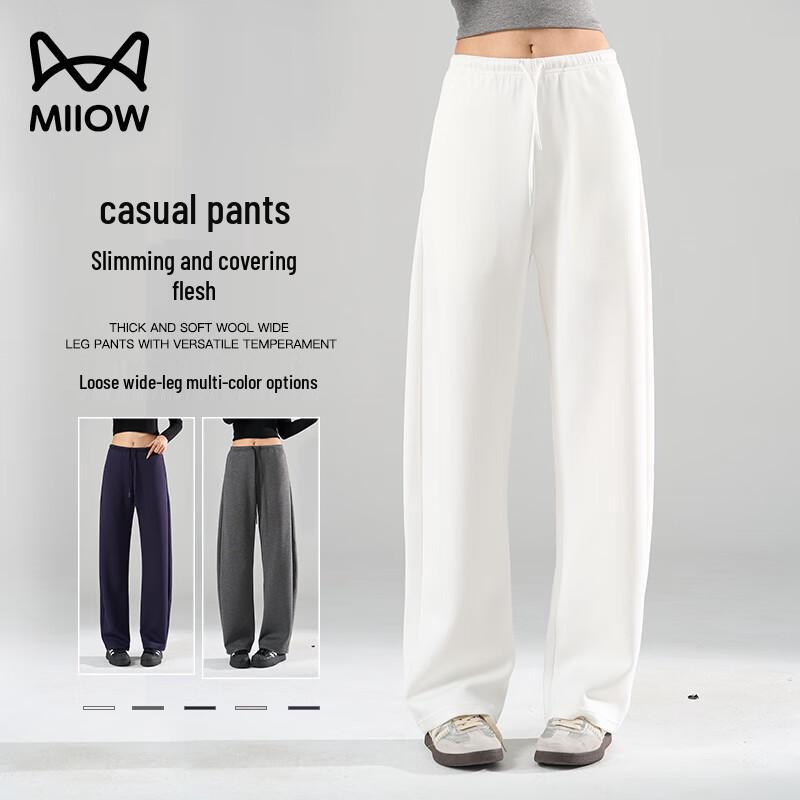 

MiiOW Women s 2025 F/W Thickened Loose Wide-Leg Sweatpants S