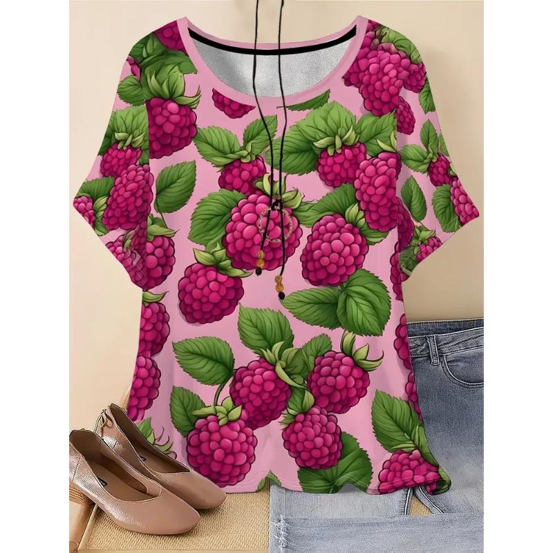 Fashion Women's Crew Neck Short Sleeve 3D Casual Color Printing Casual Short Sleeve Crew Neck T-Shirt