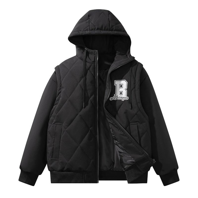 Autumn and Winter Men s and Women s Same Bread Clothes, Cotton-padded Jackets, Neutral Couple s Cotton-padded Jackets, Casual Versatile Cotton-padded M чёрный