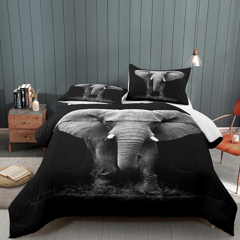 Queen Size Wild Animal Theme Twin Bedding Set Elephant Duvet Cover Set For Kids Teens Boys Comfortable Double King Quilt Cover