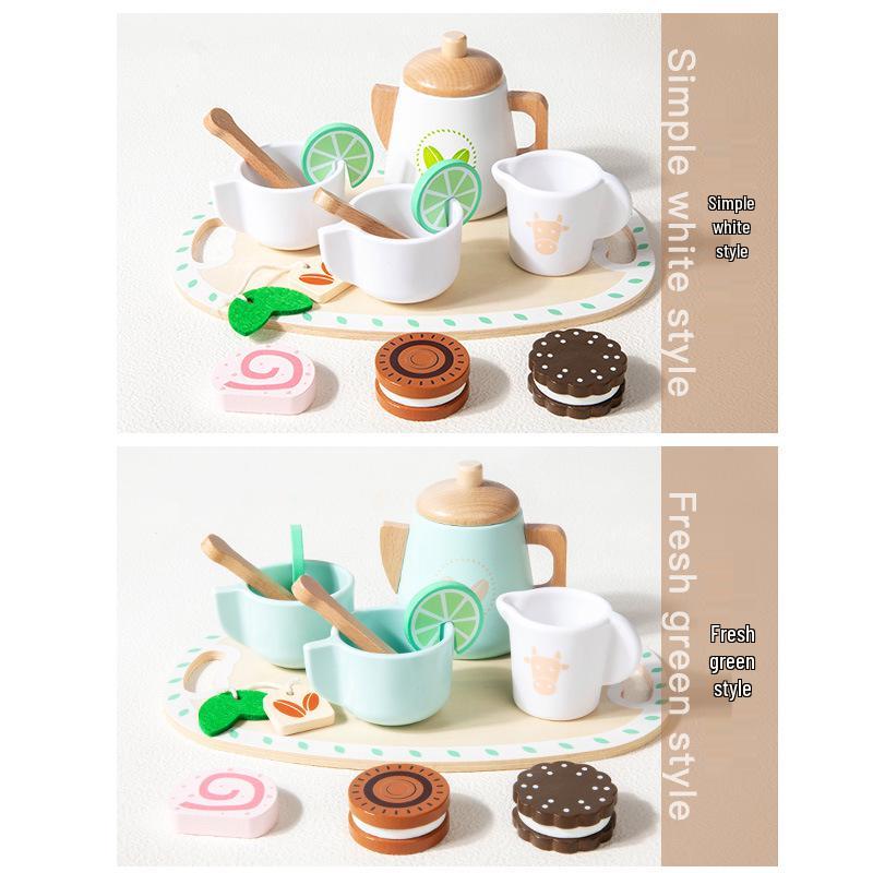 Kids' Educational Wooden Tea Party & Ice Cream Role-Play Set