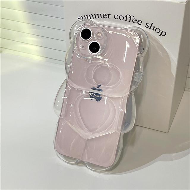 Ins Japan Cute 3d Bear Transparent Phone Case For Iphone 14 13 12 11 Pro Xs Max X Xr Cartoon Clear Animal Shockproof Soft Cover