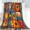 Sun Moon Totem Flannel Blanket Soft Retro Style Sun Moon Printed Blanket Four Seasons Comfortable Blanket