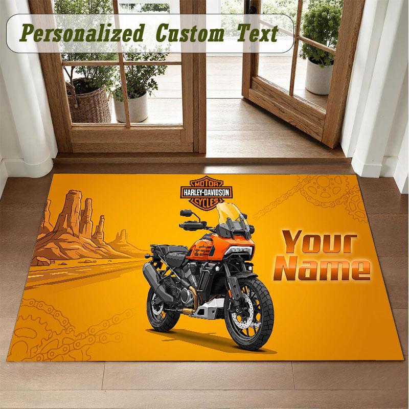 Crystal Velvet Square Rug Custom NameHarley-Davidson Pattern Non Slip Home Floor Decor Rug