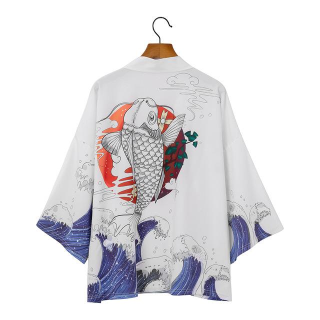 Harajuku Kimono Streetwear moda samuraj Cosplay japońska męska męska kimono Yukata tradycyjna szata