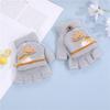 Kids' Dinosaur Wool Flip Gloves - Warm, Half-Finger Design for Toddlers