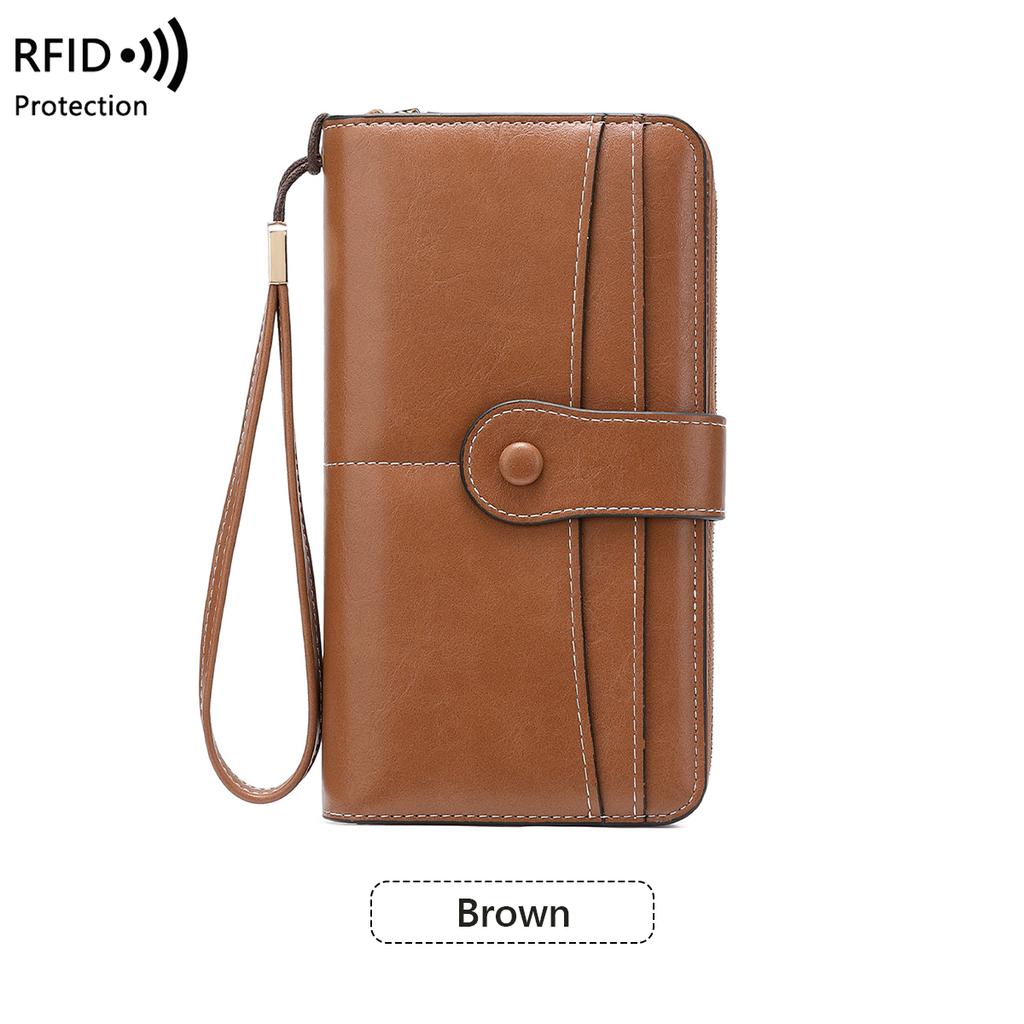 Vintage Elegante Damen Lange Geldbörse RFID Bifold Multifunktionale Reißverschluss Handtasche Münzfach Multifunktionaler Kreditkartenhalter