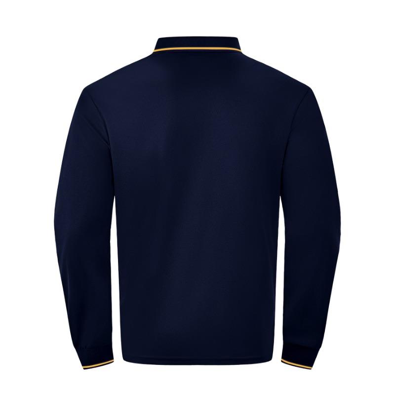 Amerikanischer Stil Locker Langarm Herren Freizeit Atmungsaktiv Einfarbig Golf Poloshirt